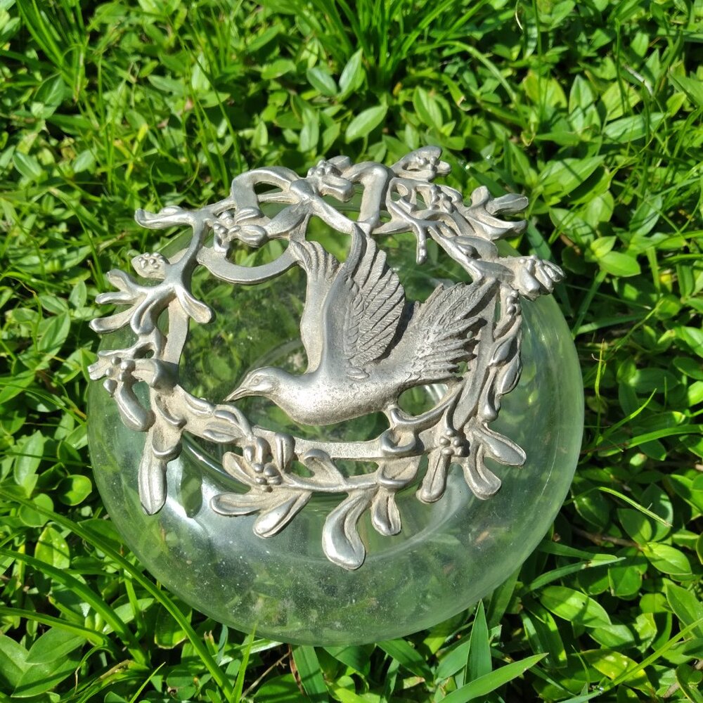 Covered Glass Potpourri / Trinket Bowl - vintage